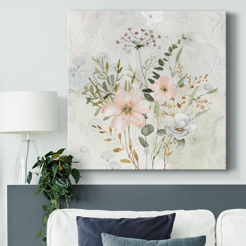 Toile tendue avec croquis botaniques I-Gallery, H 40 po x l 40 po