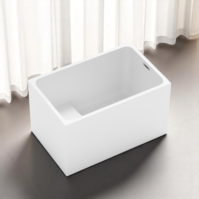 43.3'' X 27.5'' Rectangle Freestanding Soaking Acrylic Bathtub With Seat