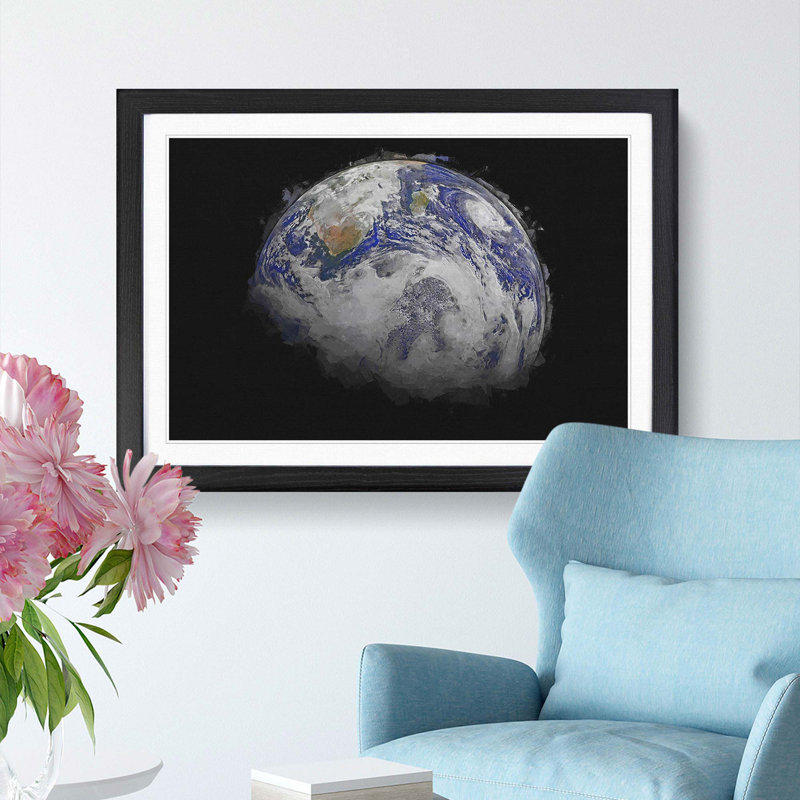 A Sky View of Earth in Abstract - Picture Frame Graphic Art Print, 62cm H x 87cm W x 2cm D, Black Framed