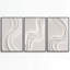 Ensemble d'art mural abstrait moderne 3 pièces, toile gris blanc minimaliste avec revêtement en porcelaine de cristal pour le salon