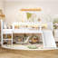 Lit mezzanine simple avec tablettes de rangement, structure en bois massif, lumières DEL et garde-corps pleine longueur, aucun sommier nécessaire, blanc-1454789977-1454789981