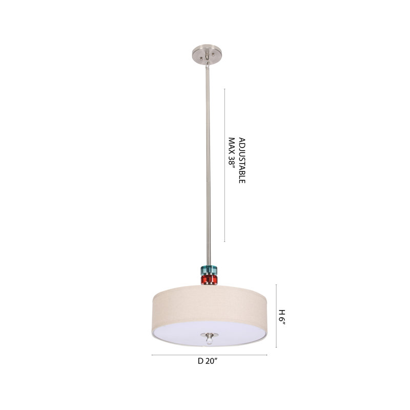 Suspension à tambour chromé à 3 lumières de style transitionnel