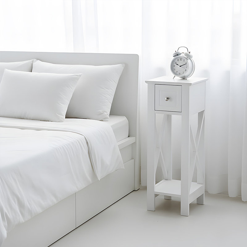 25cm W Bedside Table, White