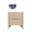 Table de chevet 2 tiroirs en chêne clair, mobilier de chambre moderne avec ports de recharge et plateau en marbre