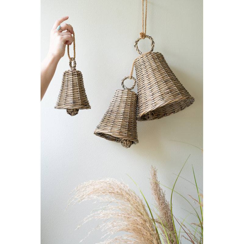 SET OF THREE WOVEN WILLOW CHRISTMAS BELLS