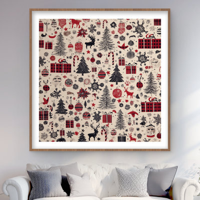 Christmas Gift Pattern - Framed Matted Print for Home Decor