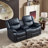 73" Wide Breathable Leather Manual Reclining Loveseat Sofa, 2-Seater Recliner Couch With Storage & Cup Holder-1490591805