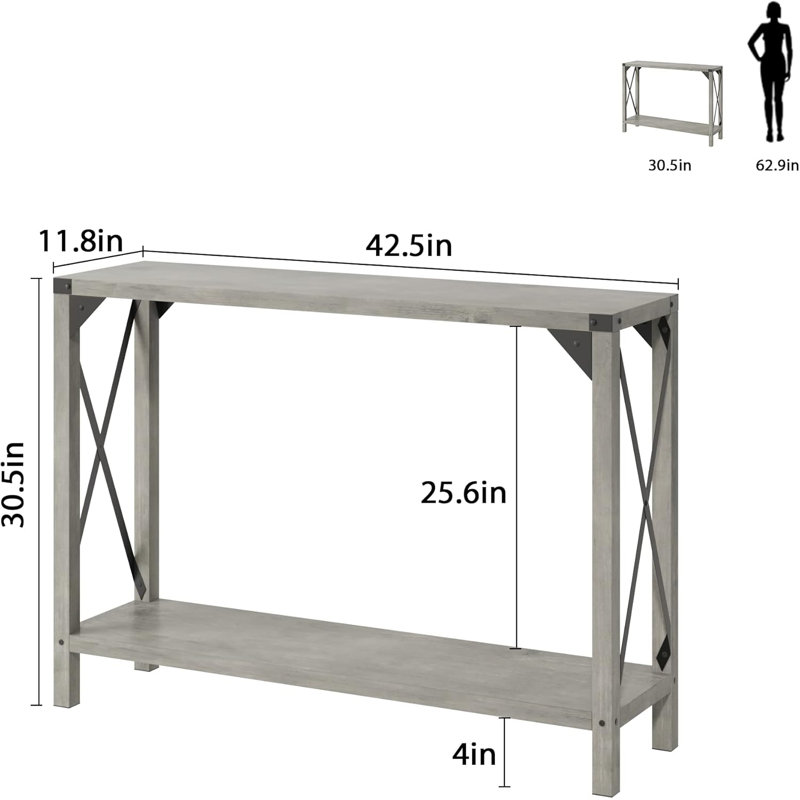 Table d'entrée, console de ferme 43 po, Brun rustique
