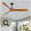 Ventilateur de plafond en bois noir de 60 pouces de style maison de campagne avec télécommande, adapté pour le salon ou le patio