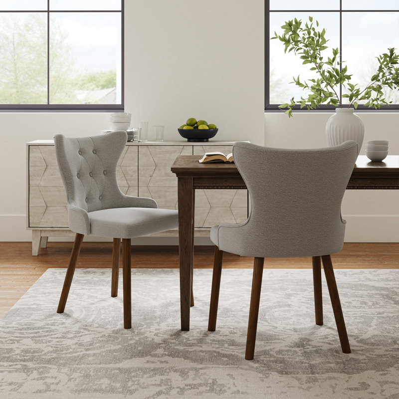 Philibert 20.5''W Mid-century Modern Wing Back Dining Chair With Solid Wood Legs(Set of 2), Gray