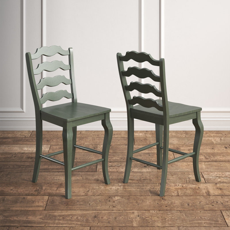 Fortville Solid Wood Counter/Bar Stool, Antique Sage, Counter Stool (24.21” Seat Height)