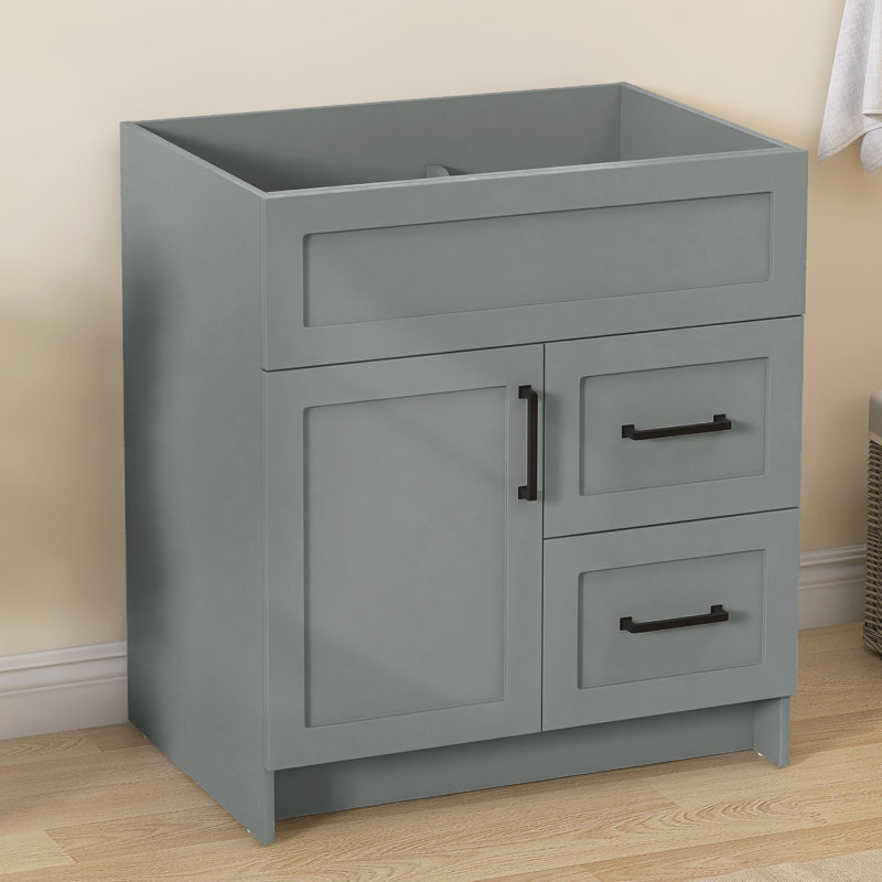 30" W X 21.5" D X 33.44" H Freestanding Sky Grey Bath Vanity Cabinet Without Top Modern Stand Alone Bathroom Cabinet Unassembled