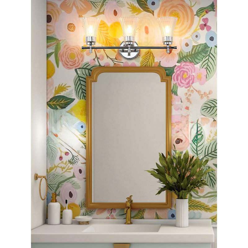 Coiffeuse Maston, H 10 po x l 24 po x P 6,75 po, Chrome chrome, Trois lumières