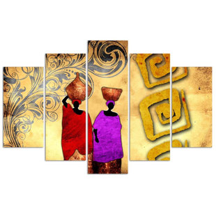 Africa Women Abstract - 5 Piece No Frame Set on Canvas