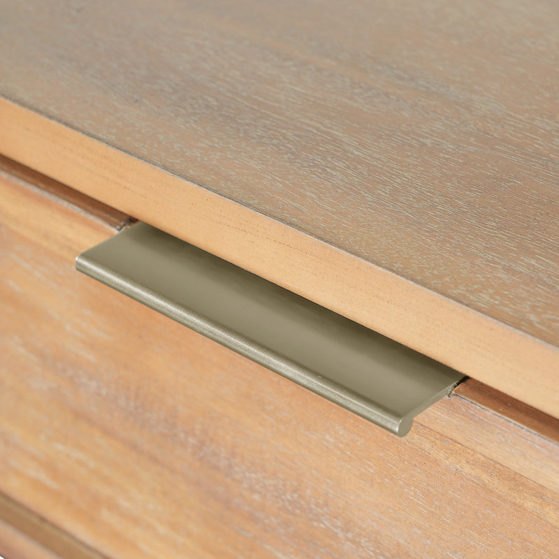 Console de style Mid-Century Lanza avec 3 tiroirs et tablette inférieure, Naturel