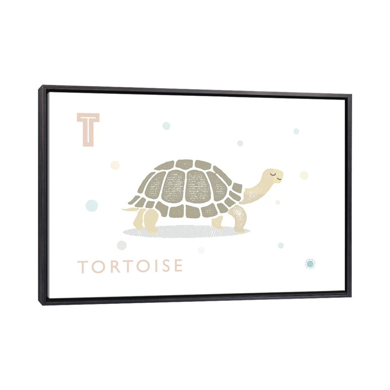 Tortue - imprimé, H 26 po x l 40 po x 1,5 po, Toile avec cadre noir patiné, Aucun mat