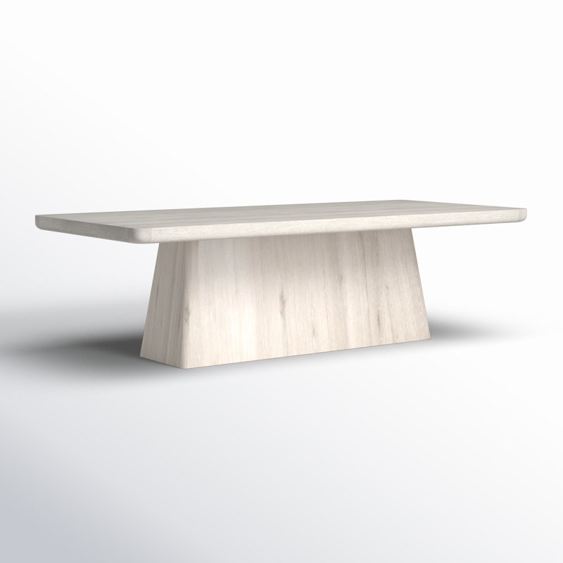 Pedestal Dining Table, 30" H x 95" L x 42" W, White Wash