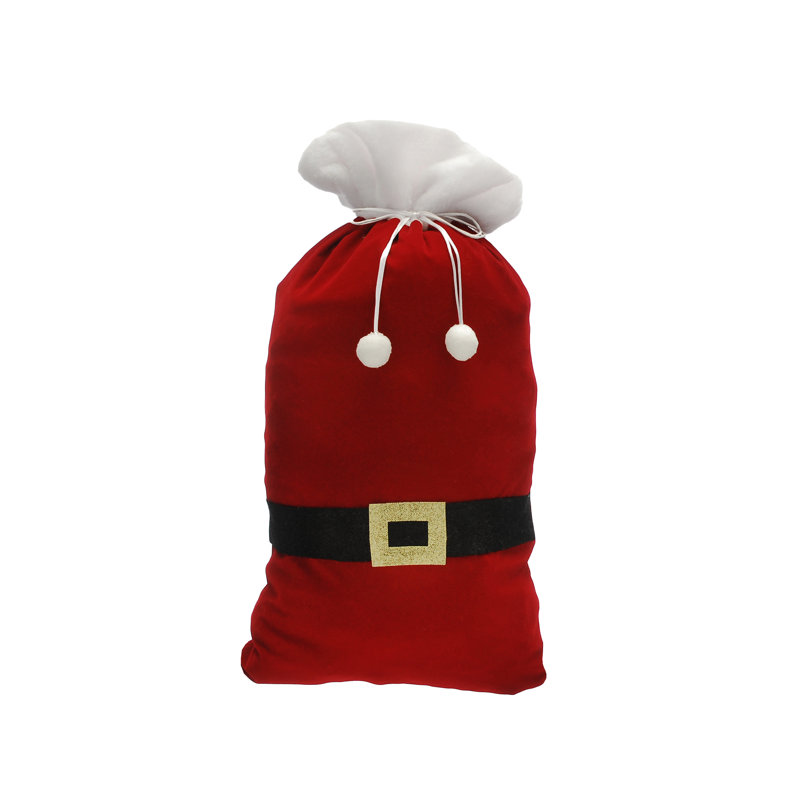 70cm plush burgundy velvet santa belt sack