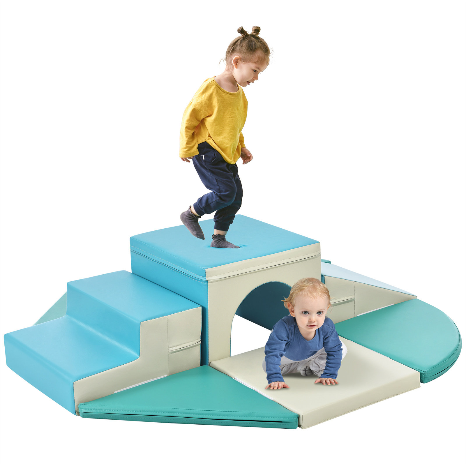 Ikkle 9 in 1 Foam Climbing Block Set, Kids Toddlers Soft Foam Crawling
