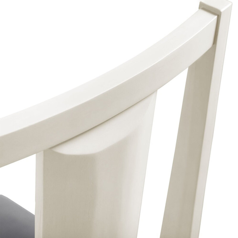 Ensemble de 2 chaises de salle à manger rembourrées avec dossier à facettes, Gris, Blanc