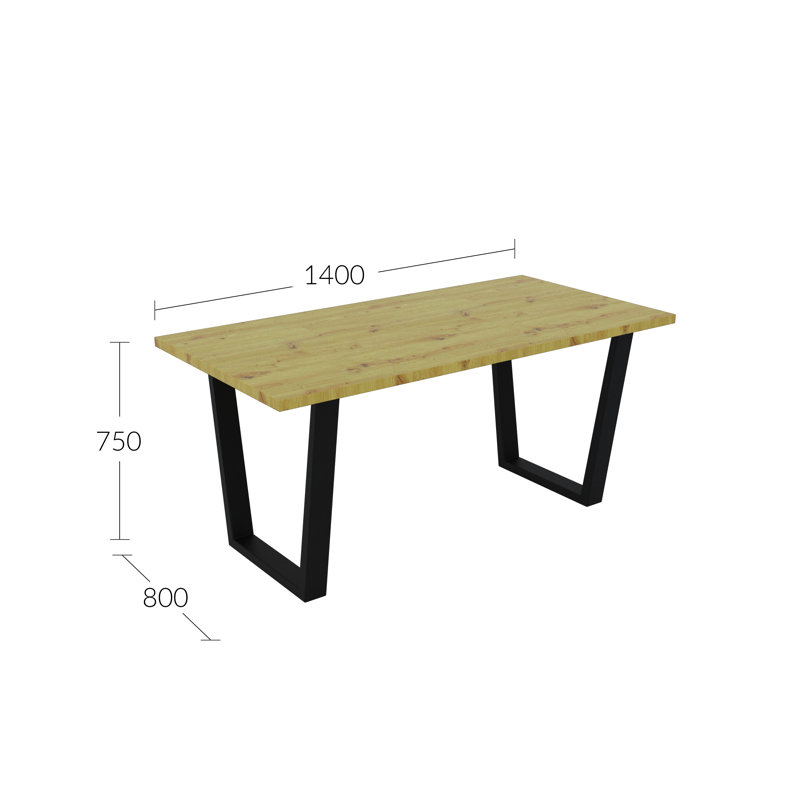 Metal Base Dining Table, 75cm H x 140cm W x 80cm D