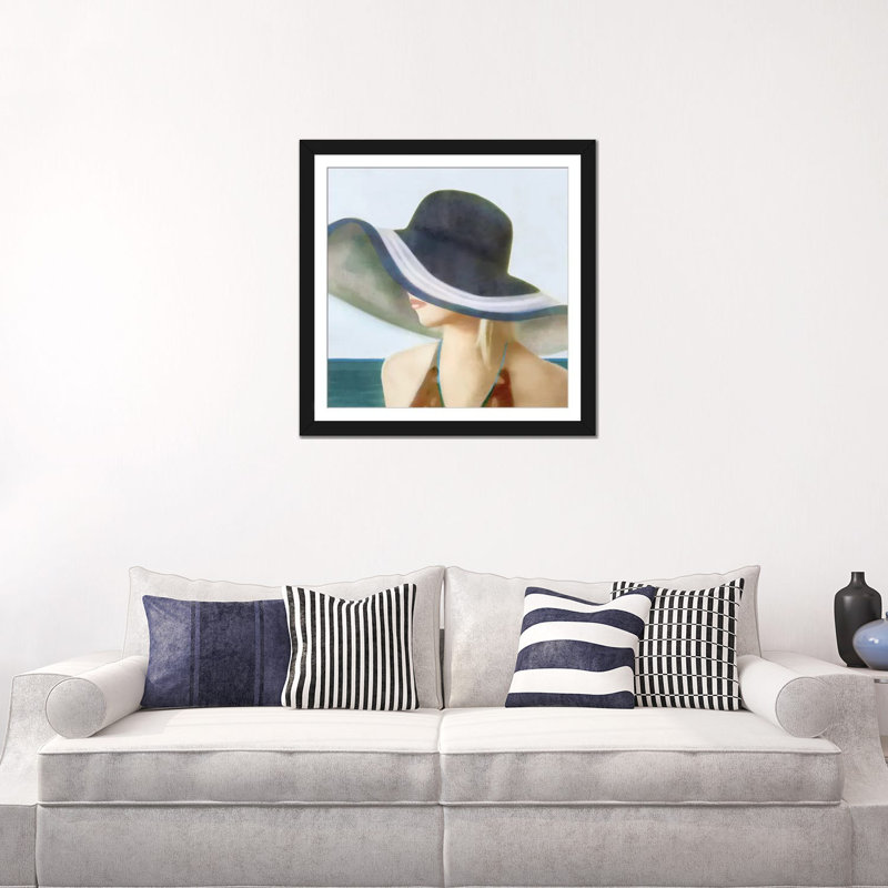 «Beth», reproduction sur toile, H 16 po x l 16 po x P 1 po, Papier d'art encadré noir, Blanc