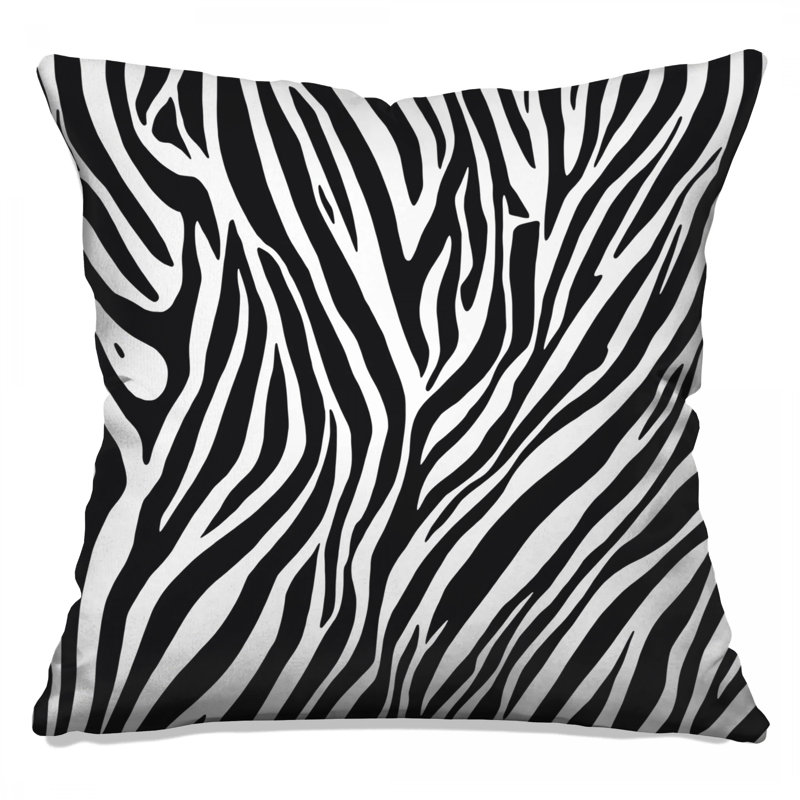 Coussins décoratifs noirs et blancs à rayures zébrées, 20 po x 20 po