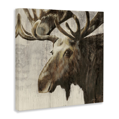  Forest Moose Distressed Canvas Wall Art by Liz Jardine