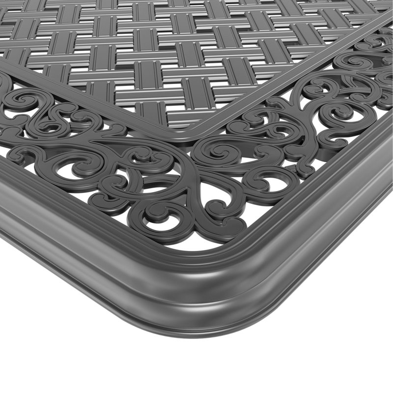 All-Weather 7: Aluminium, 6 chaises pivotantes et table rectangulaire, noires, résistantes aux intempéries, sièges confortables, capacité de 350 lb, table de 160 lb avec coussins de siège de couleur aléatoire en fonte d'aluminium