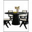 Table de salle à manger ronde moderne noire avec base en piédestal en forme de cône pour des salles à manger compactes et élégantes