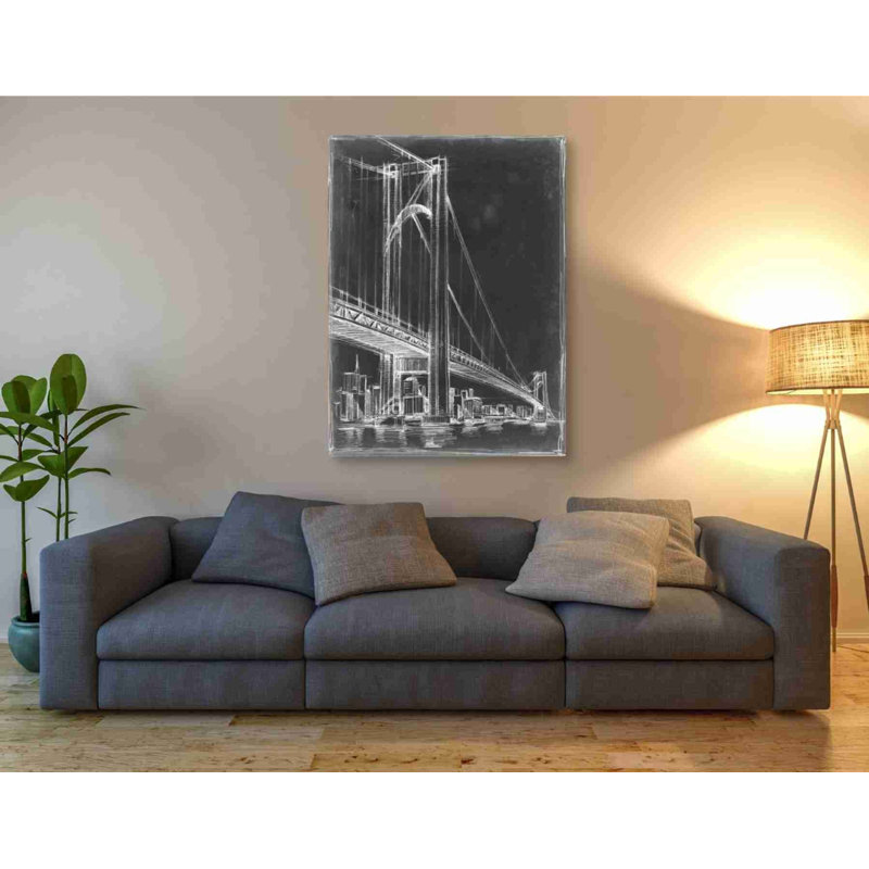«Red Bridge Barrel II» par Ethan Harper, art mural rouge sur toile, H 54 po x l 40 po x P 1,5 po