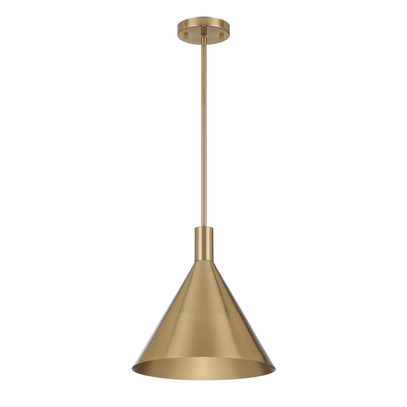 Luminaire suspendu conique en laiton à 1 lumière Pharos
