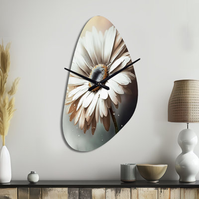 Grande gerbera blanche II - forme d'automne grande horloge murale blanche - forme unique