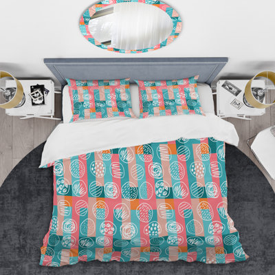 Blue/Pink Microfiber 3 Piece Duvet Cover Set