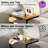27“ C shaped Side Table with Charging Port, Small End Table with LED Light & Storage Bag,Nightstand for Living Room