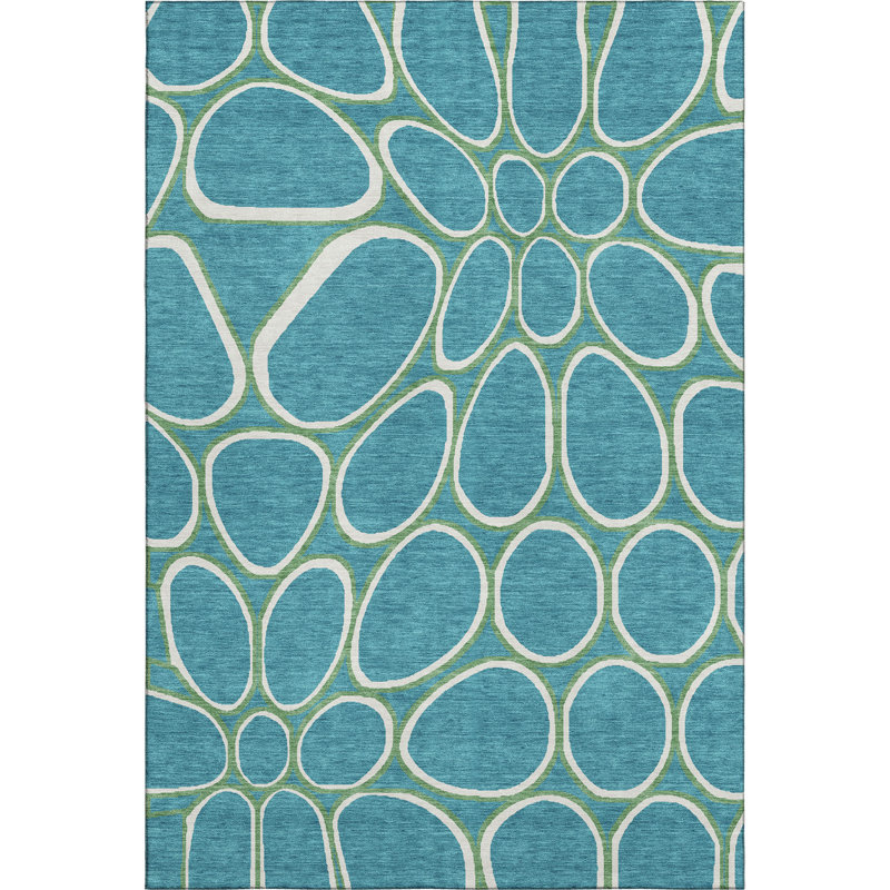 Premium Machine Washable Cossette AMF1041 Circles Rug, Rectangle 5' x 7'6"