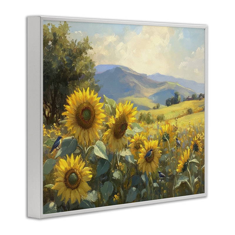 Giclée encadrée, tournesol, H 11 po x l 14 po, Estampe numérique encadrée blanc bord de mer