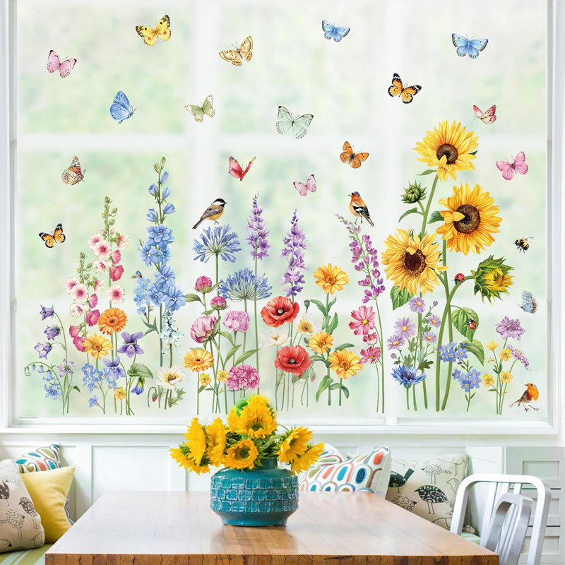 Spring Summer Garden Flower Double Sided Window Clings