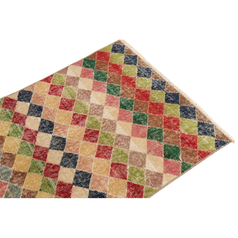 Pasha Wool Geometric Area Rug in Beige/Brown/Red