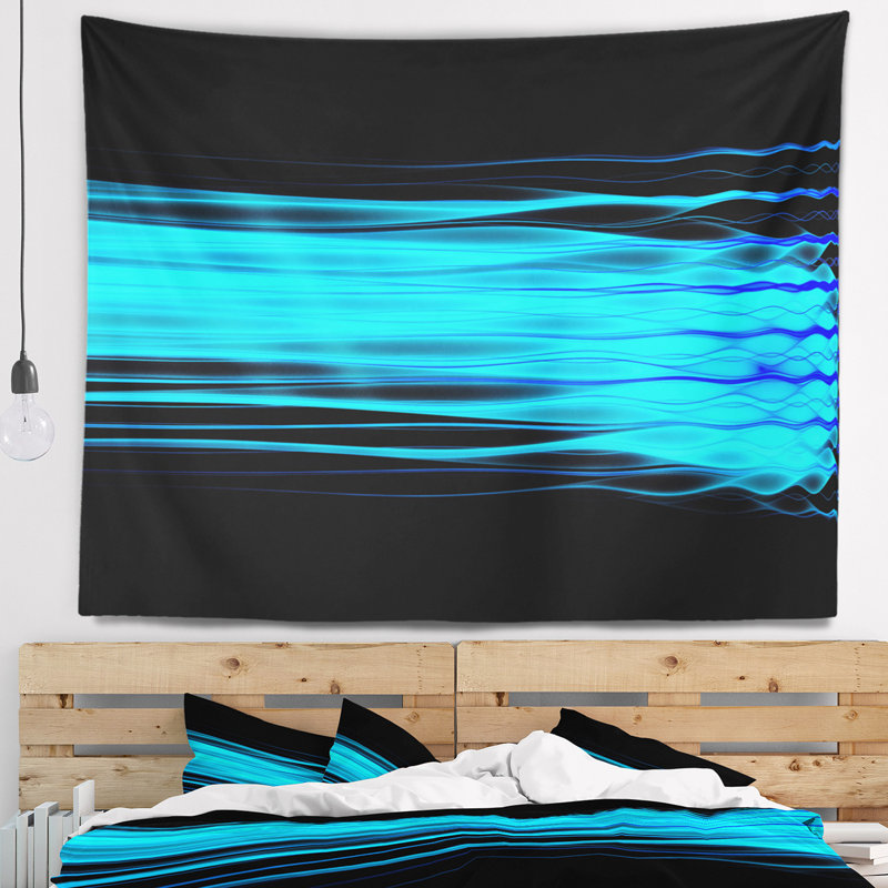 Tapisserie vagues à lumières fractales bleu vif, H 32 po x l 39 po