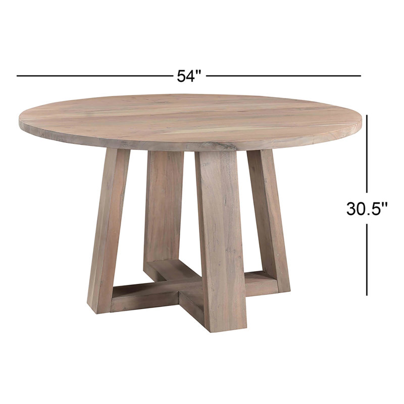 Tanya Round Solid Wood Dining Table, Whitewashed