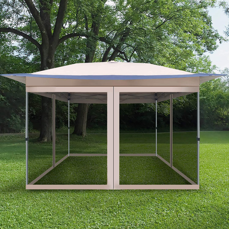 144 Ft. W x 144 Ft. D Steel Pop-Up Canopy, Tan/Navy