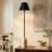 36" Tall Natural Travertine Buffet Table Lamp, Blackened Steel Finish with Empire Metal Shade