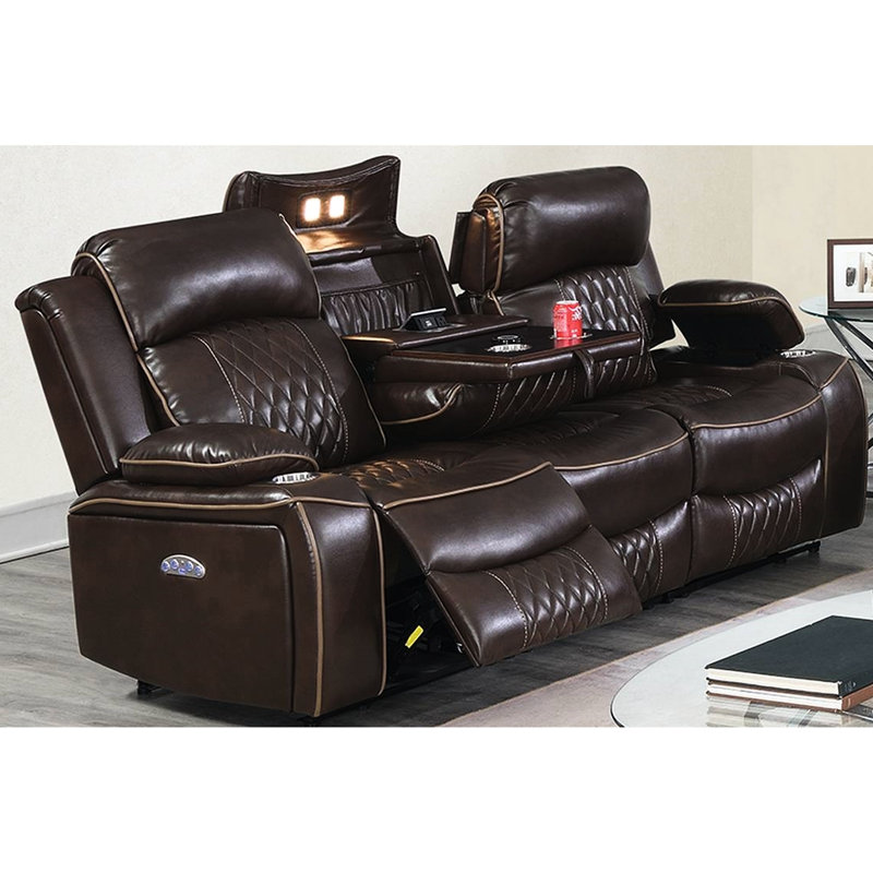 Andrews en cuir gélifié avec canapé couleur réglable et console de rangement Andrews, Brun