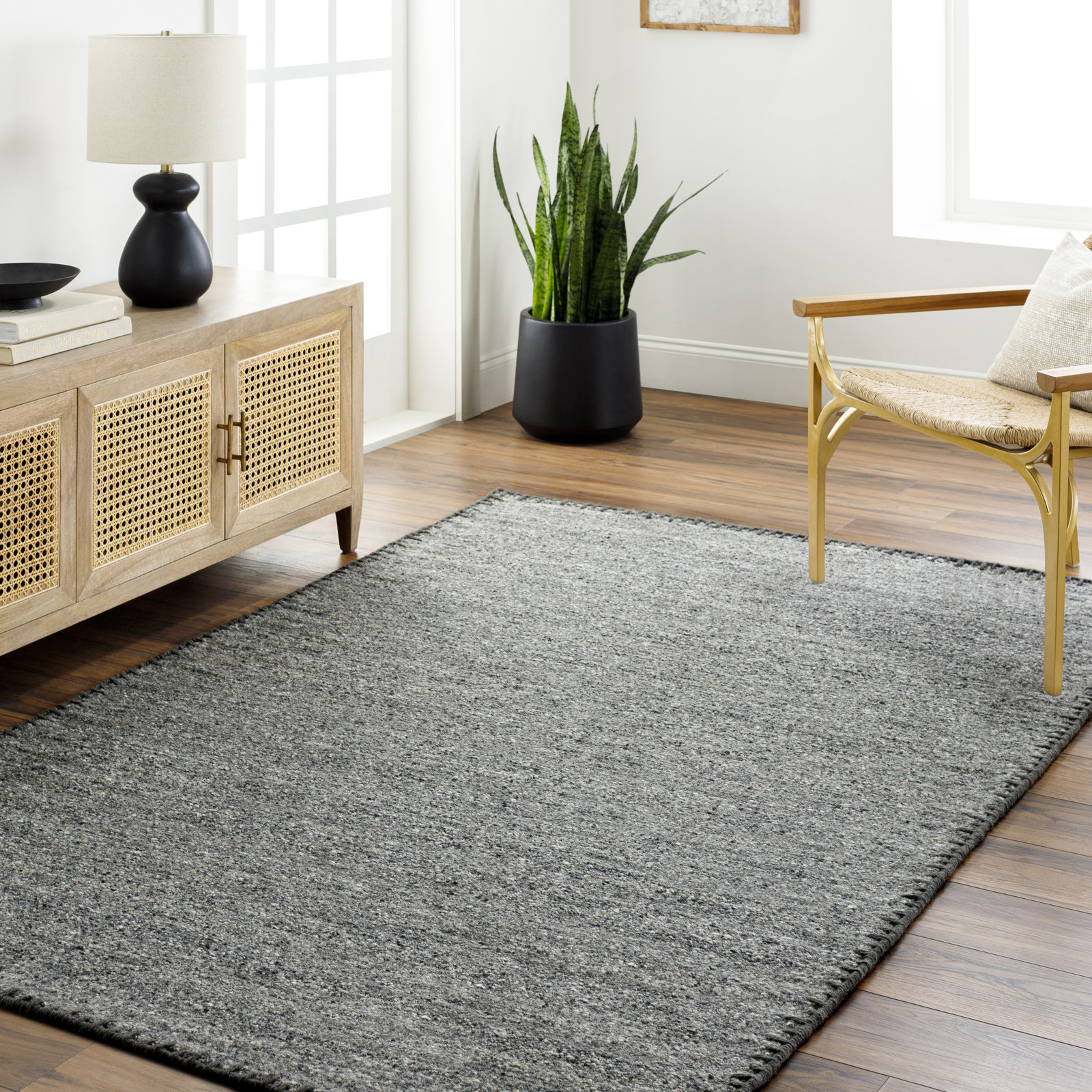 Jayde Handmade Wool Gray Rug, Rectangle 8' x 10'
