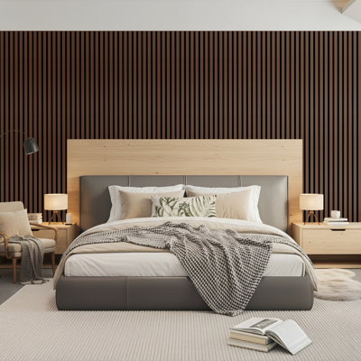 4 panneaux muraux insonorisants en bois de 93,5 po x 7,9 po pour décoration murale