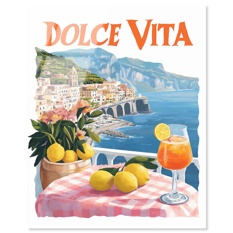 Impression rétro sur toile Dolce Vita balcon II par Art Remedy, H 45 po x l 36 po