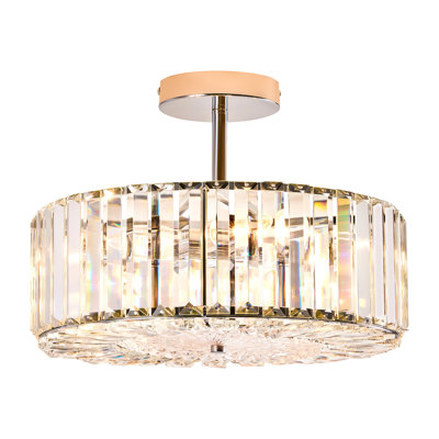 4-Light Crystal Semi Flush Mount Ceiling Light