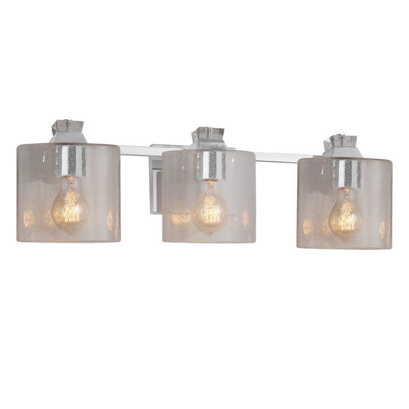 Barre d'éclairage de salle de bain 3 lumières Burnetta Ardent, Chrome poli, Bullé
