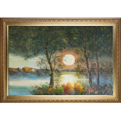 Moon Reproduction Framed Painting on Canvas